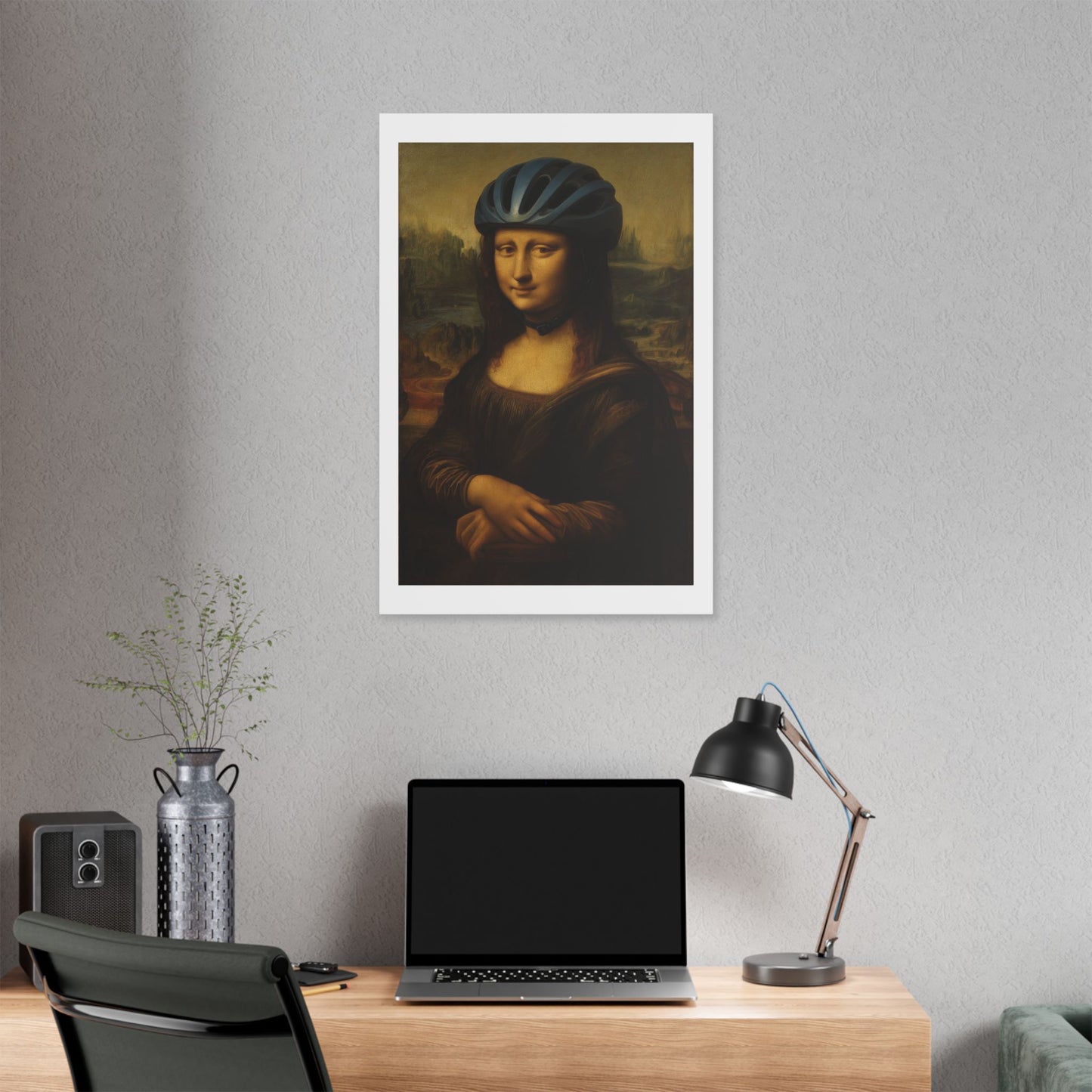 Biker Mona Lisa 'Created by AI' Canvas Art Print