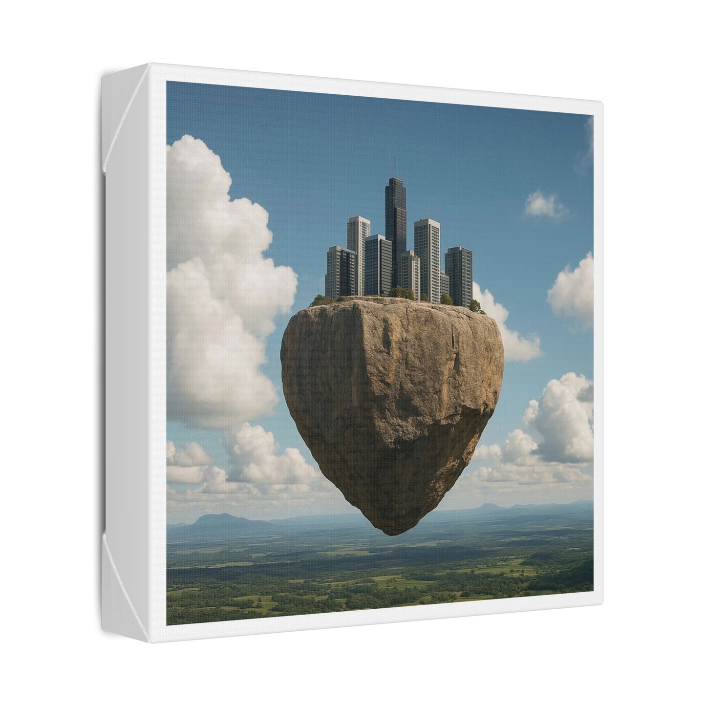 Levitated Mass Suspended Above a Beautiful Landscape II 'Designed by AI' Canvas Art Print