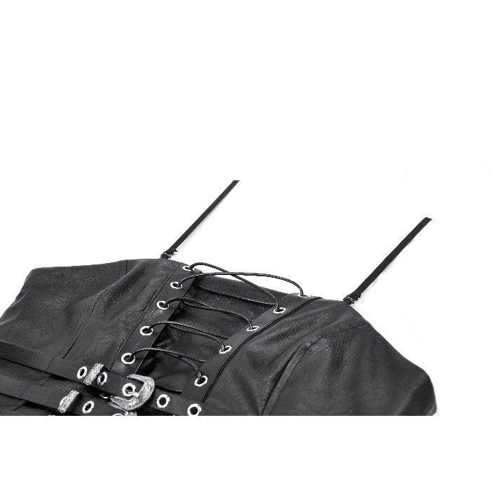 Dark in Love Ravena Buckled Faux Leather Corset Top