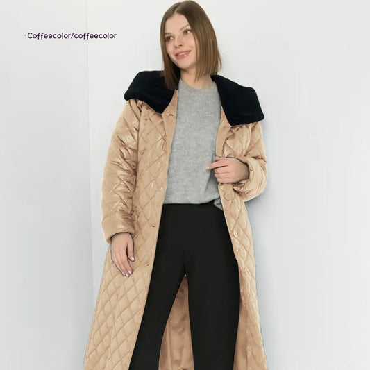 Women's Long Parka Cotton-Padded Jacket Big Padded Collar