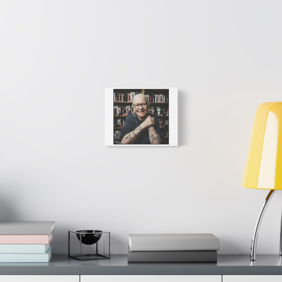 Tattooed Old Woman, Whimsical Canvas Wall Art