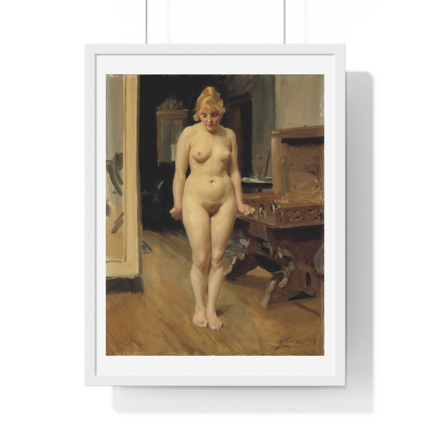 The Shy Model (1917) by Anders Zorn, from the Original, Framed Art Print