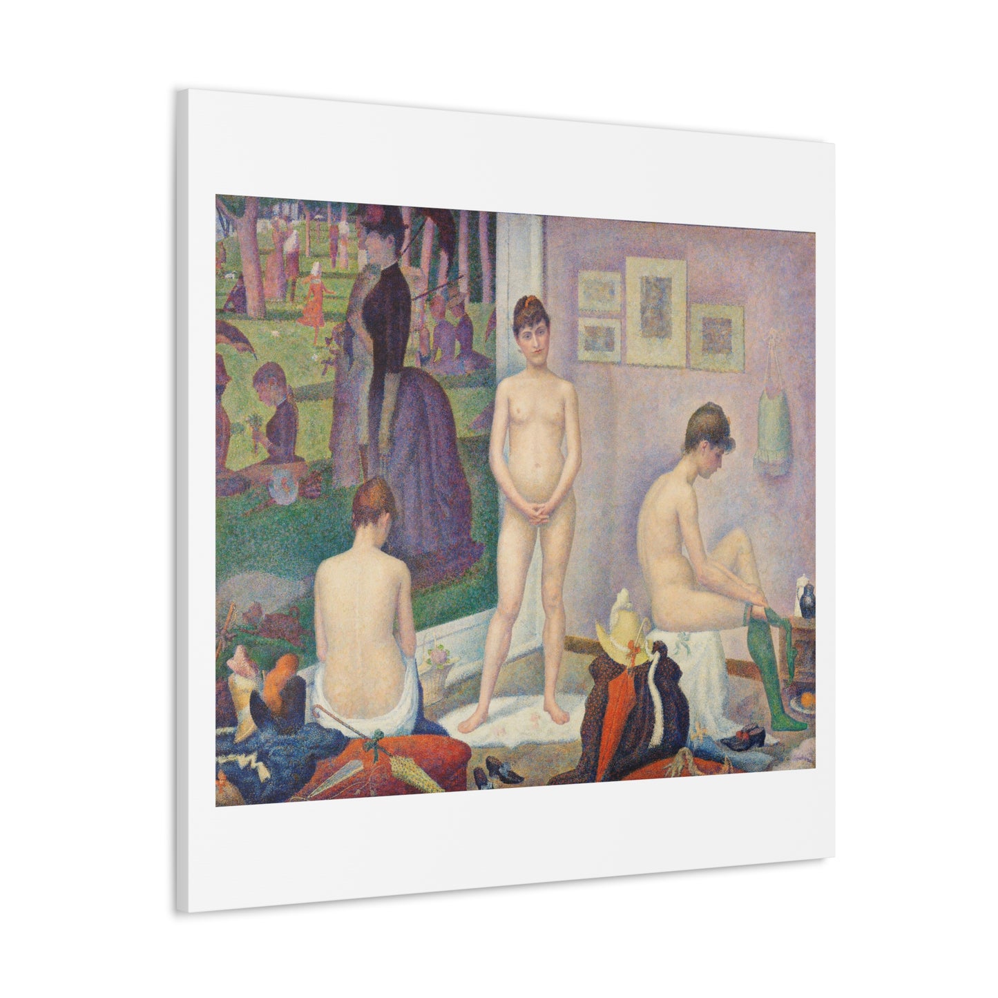 Models 'Poseuses' (1886–1888) by Georges Seurat, Art Print from the Original on Satin Canvas