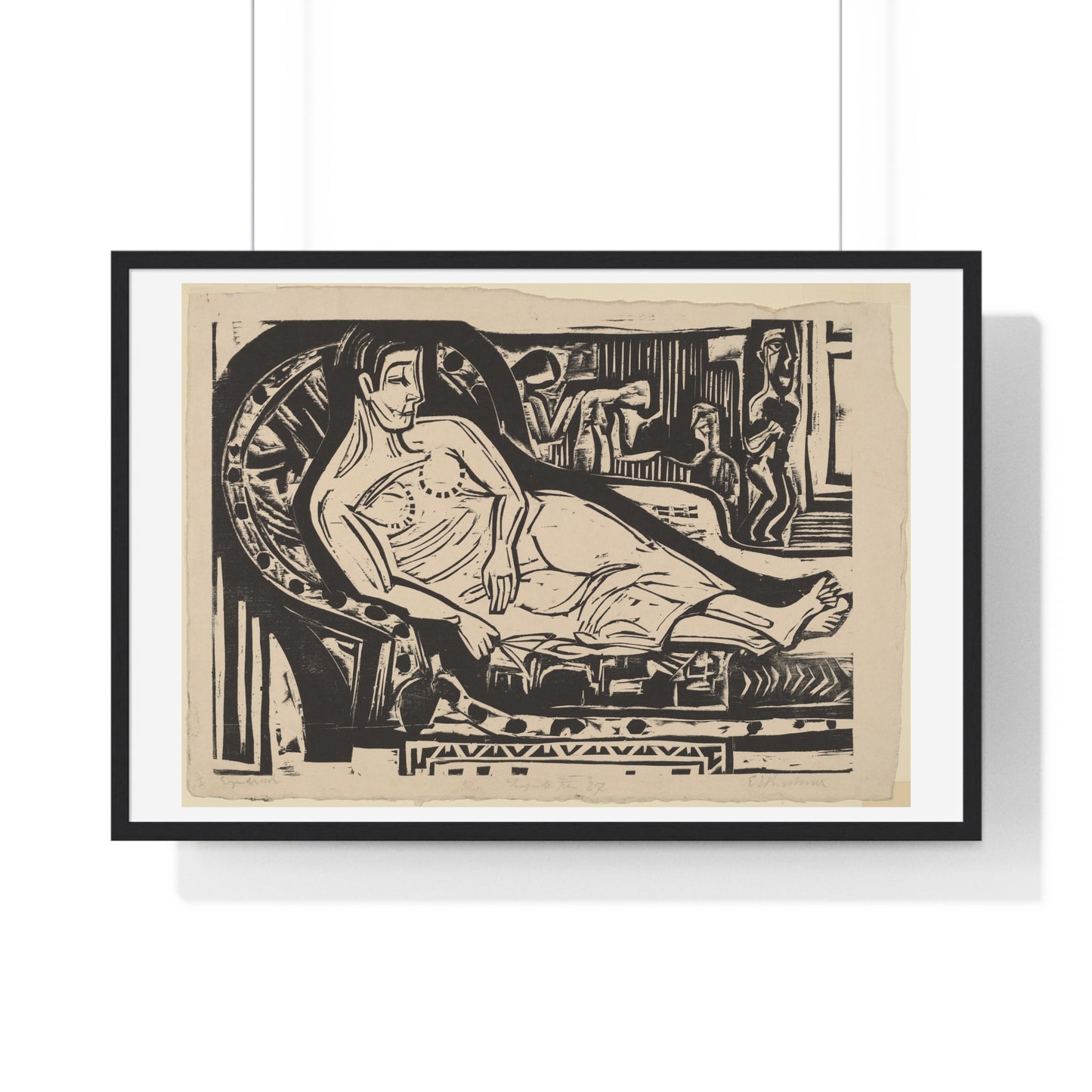 Woman Lying on a Sofa (1926) by Ernst Ludwig Kirchner, from the Original, Framed Art Print