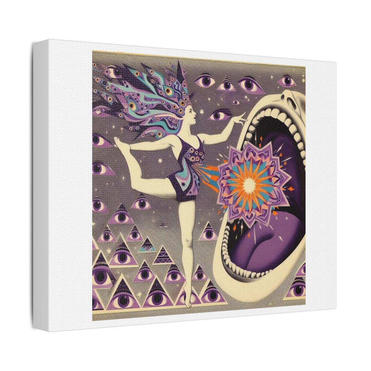 Surreal Eye and Cosmic Mouth Canvas Wall Art