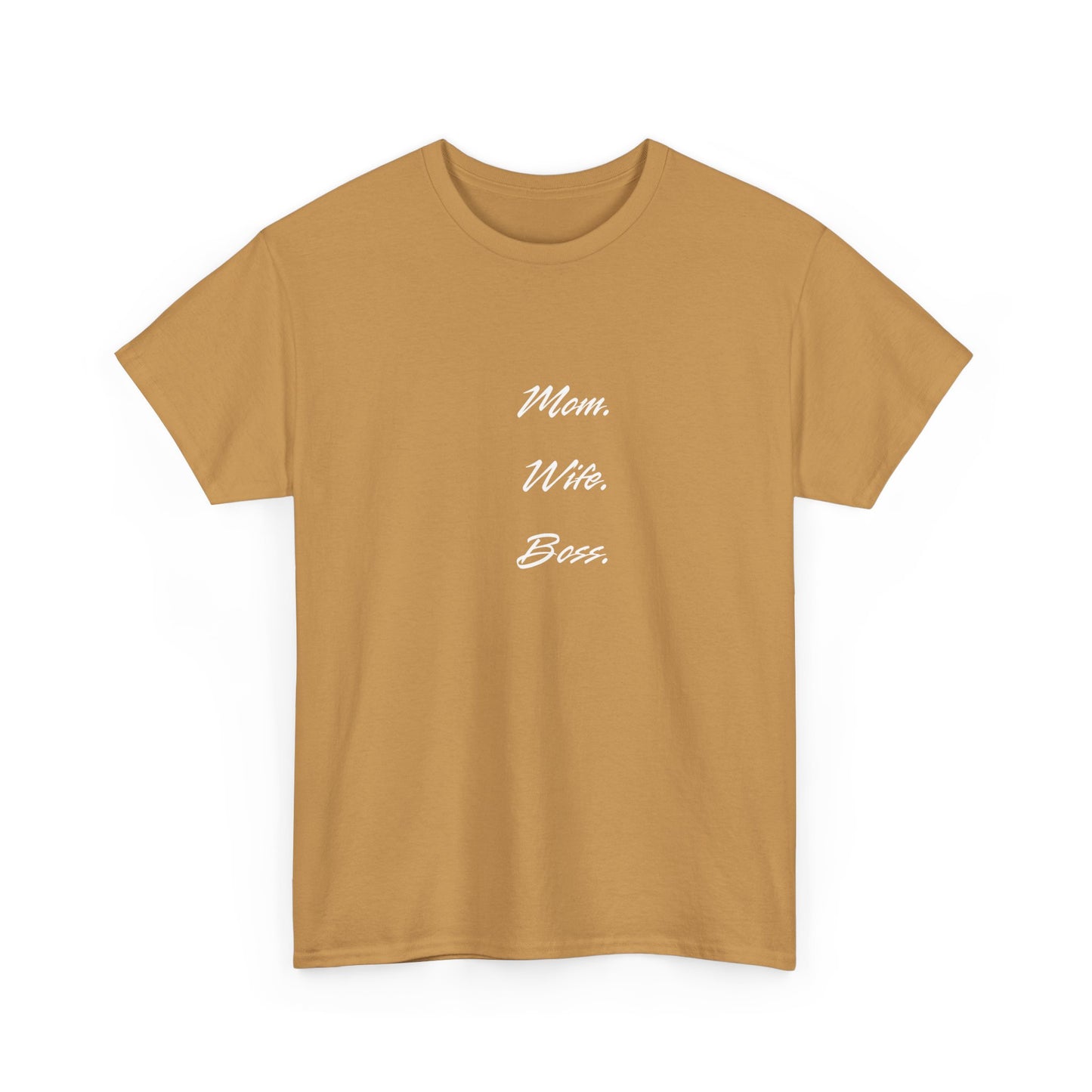'Mom, Wife, Boss' Heavy Cotton T-Shirt Funny Mom Workout Mom Boss New Mum New Boss