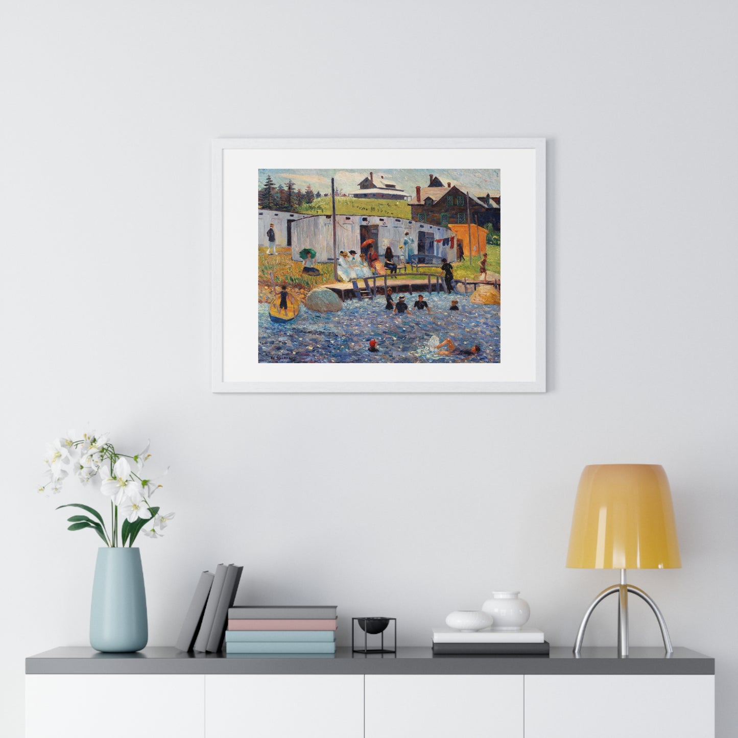 The Bathing Hour, Chester, Nova Scotia (1910) by William James Glackens, from the Original, Framed Print