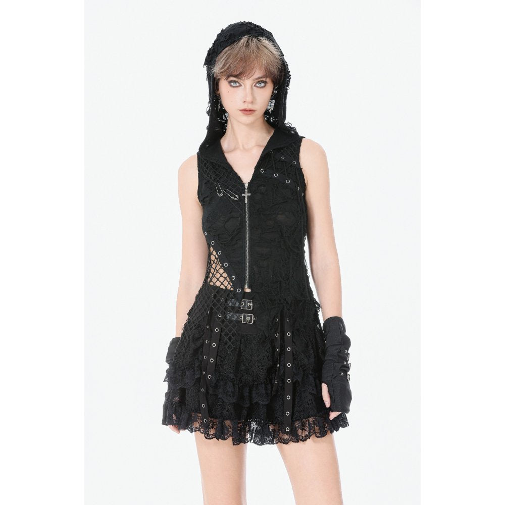 Dark in Love Rebel Punk Asymmetric Hooded Top