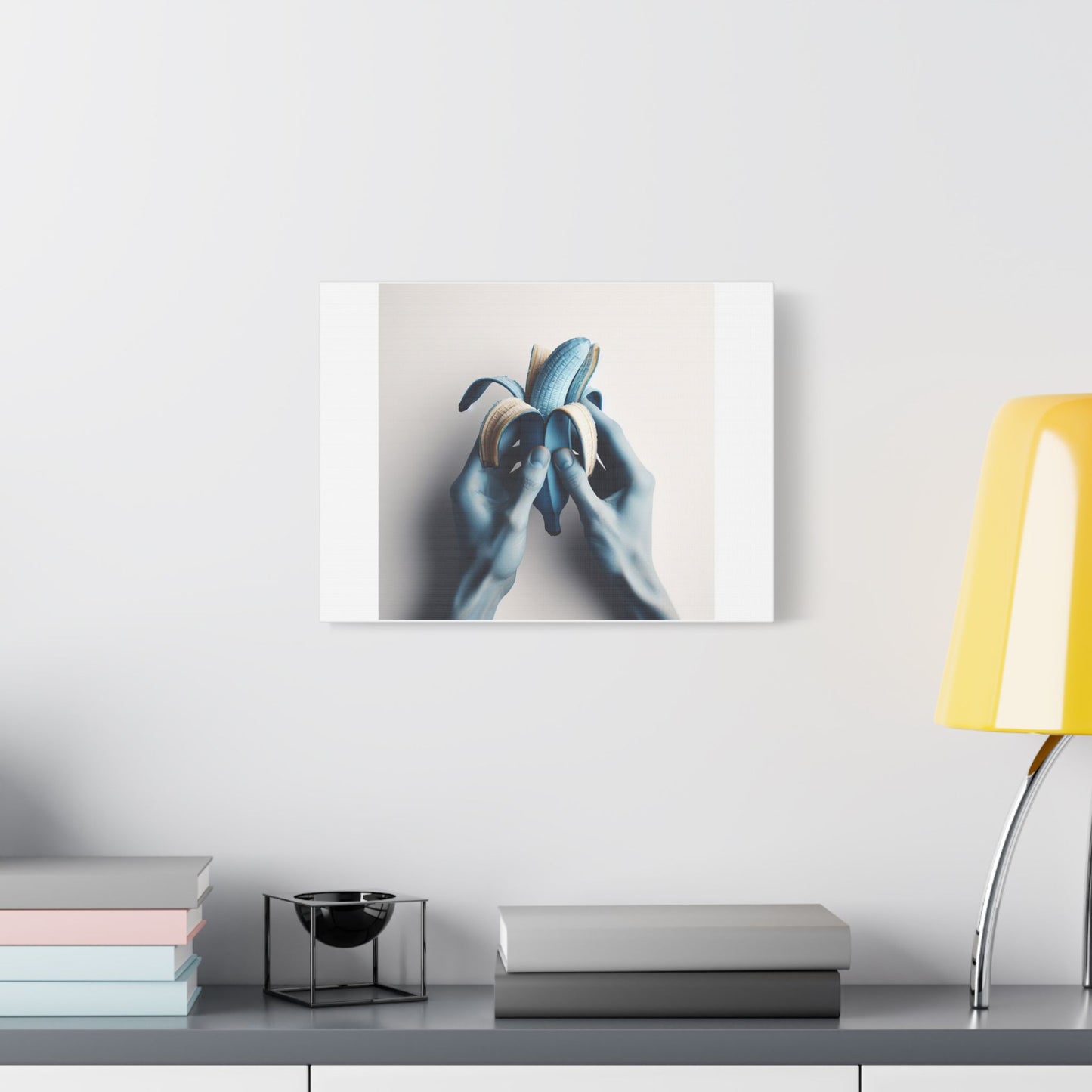 Blue Banana Abstract Art 'Designed by AI' Print on Canvas