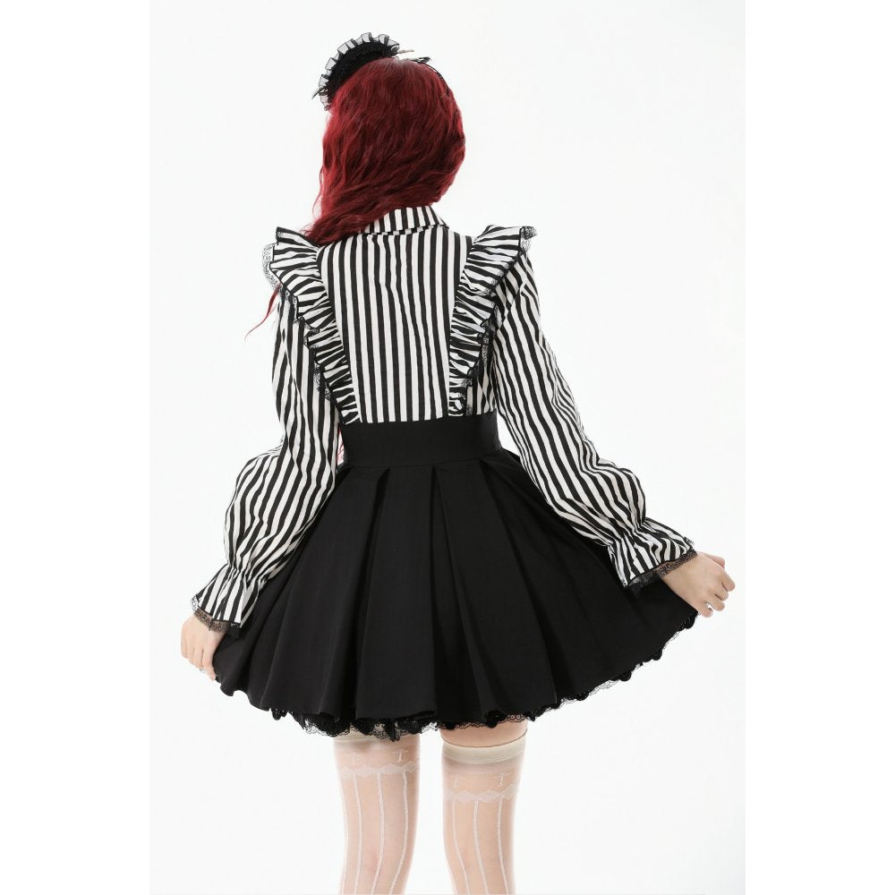 Dark in Love Striped Ruffle Victorian-Inspired Lolita Dress