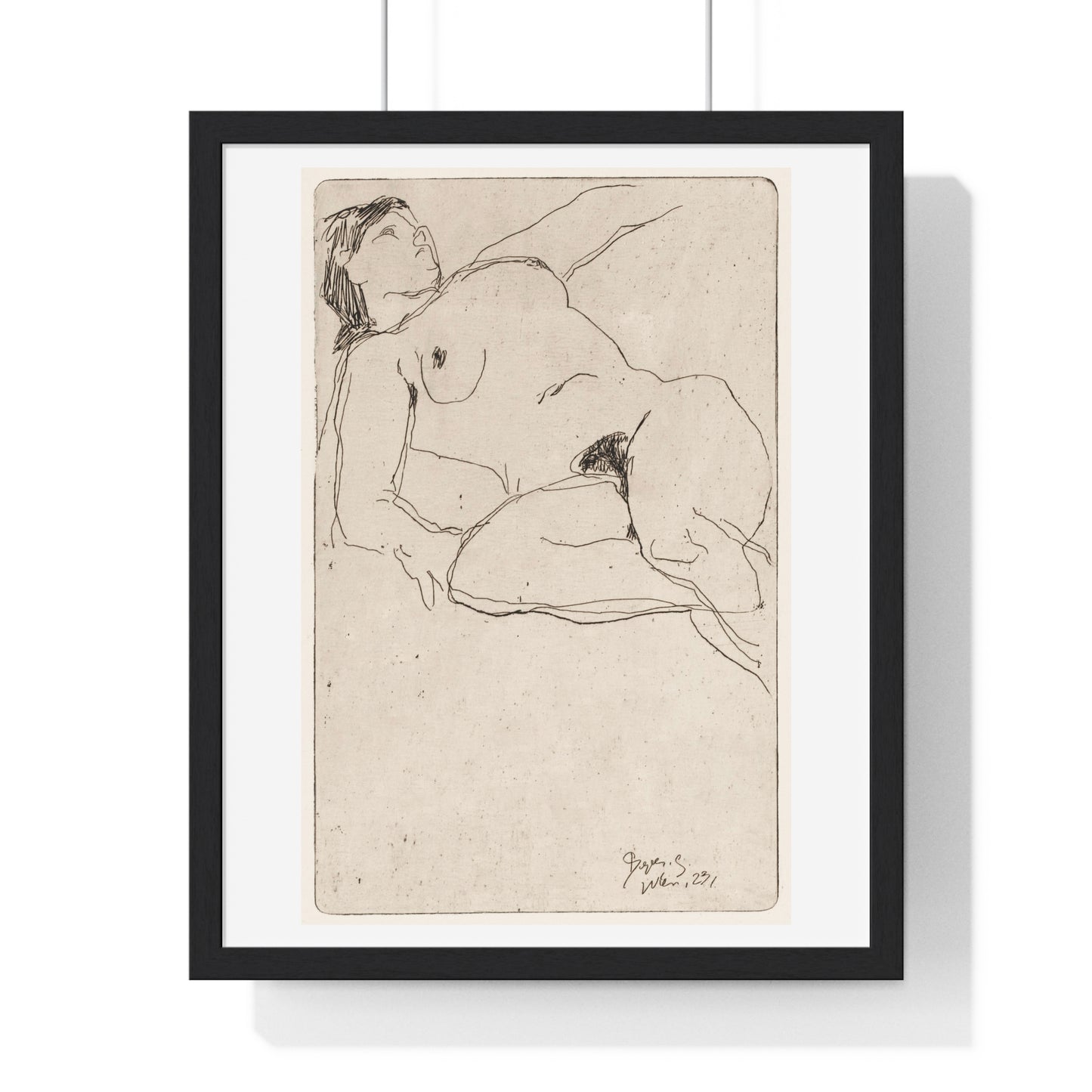 Vintage Nude Illustration 'Liggende Naakte Vrouw' (1923) by Reijer Stolk, from the Original, Framed Print