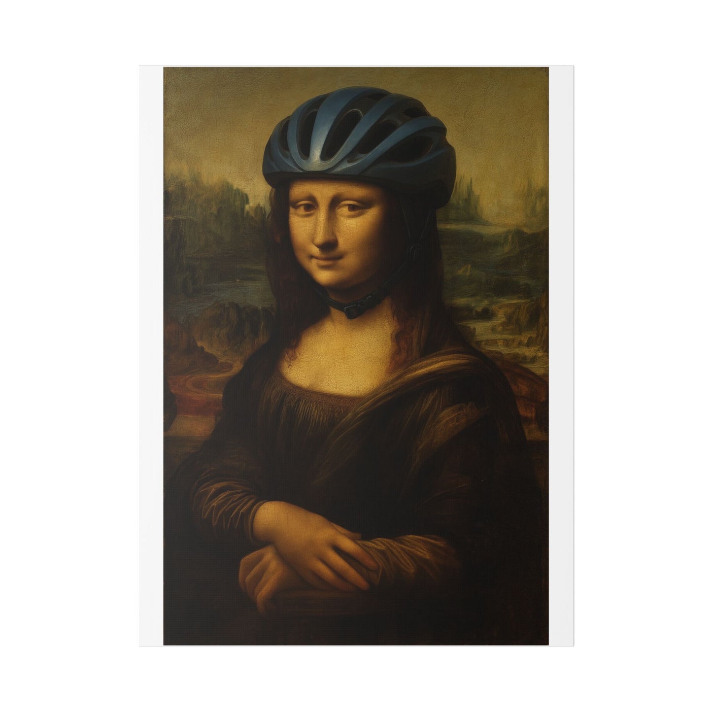 Biker Mona Lisa 'Created by AI' Canvas Art Print