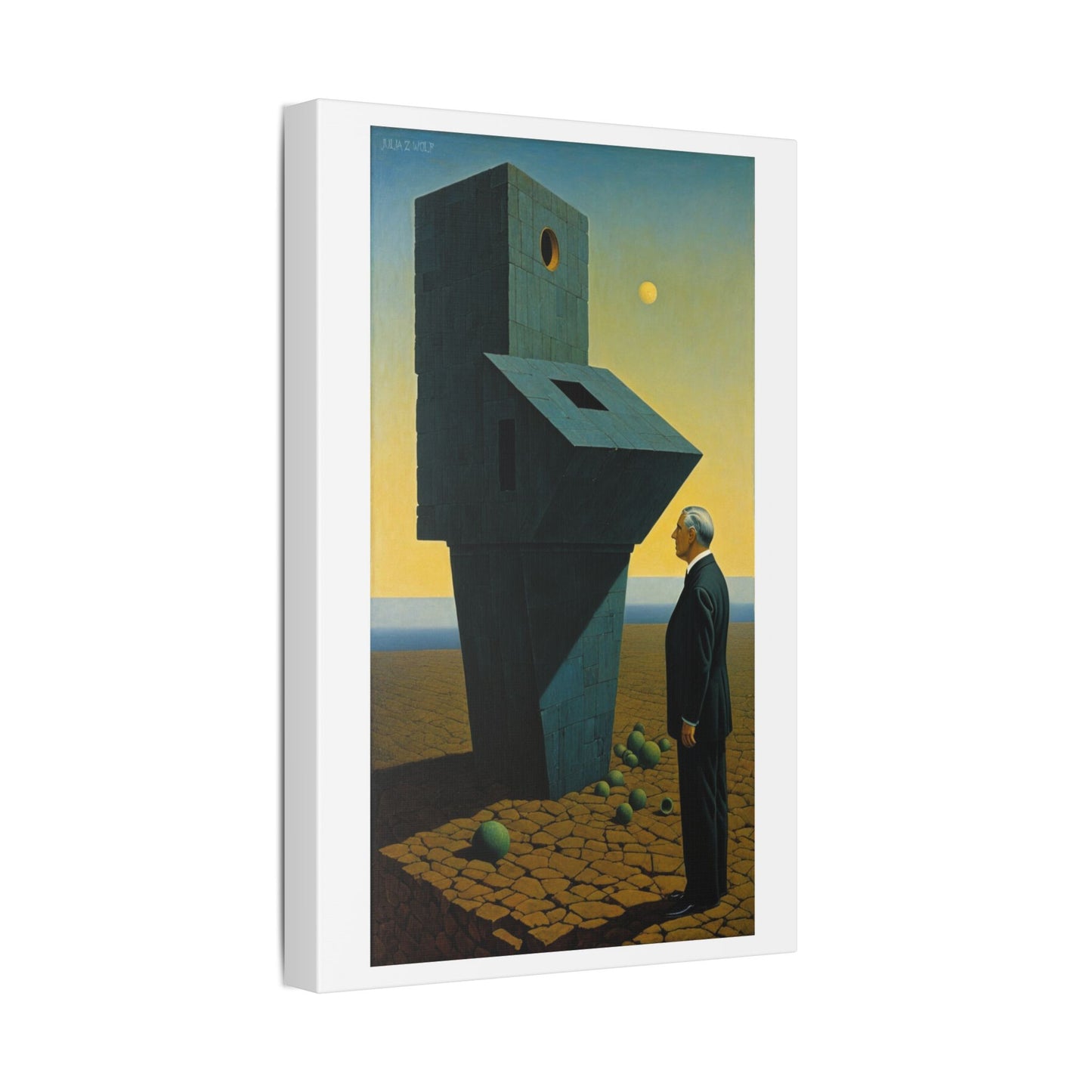 Man at the Watchtower II, Surrealist Art Style 'Designed by AI' Canvas Art Print