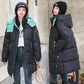 Loose Down Cotton-Padded Women's Coat Mid-Length, Candy Colours