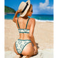 Abstract Floral Print, Fresh Bikini Split Swimwear