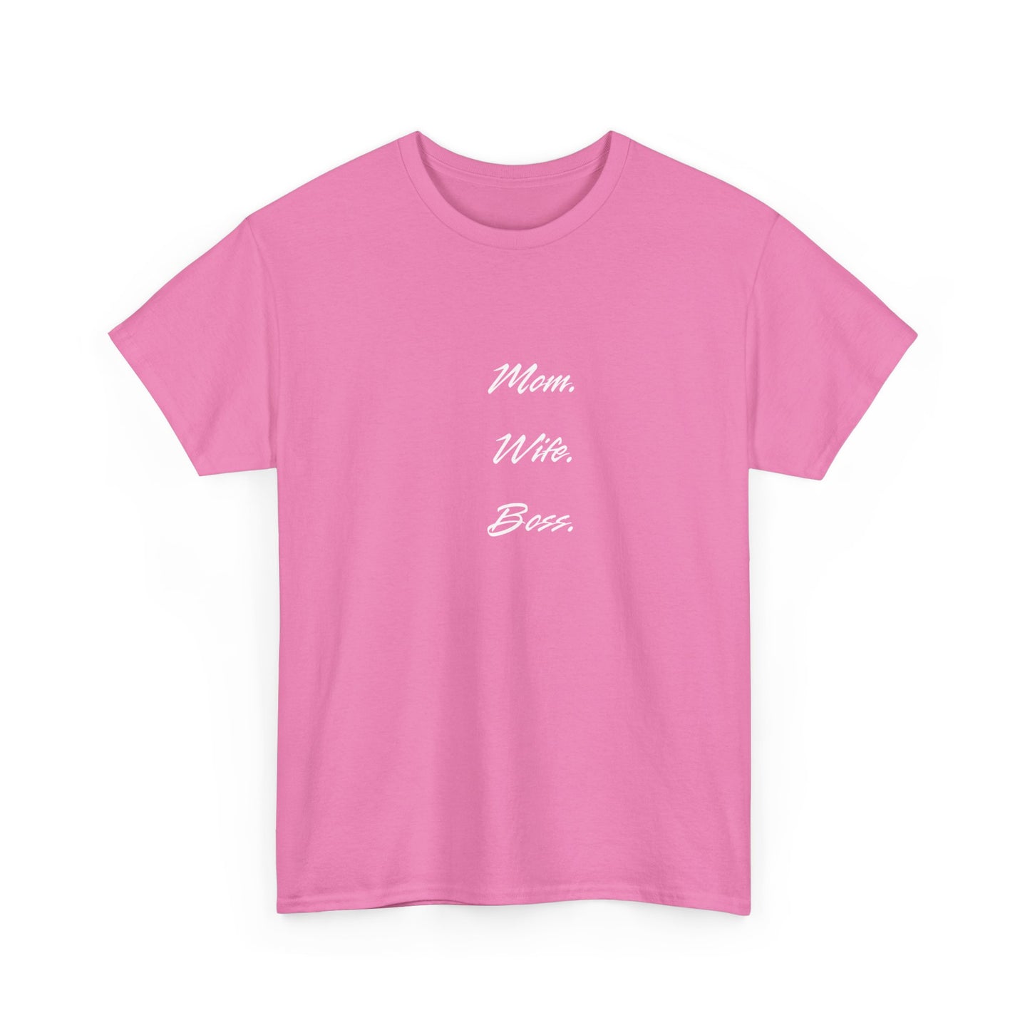 'Mom, Wife, Boss' Heavy Cotton T-Shirt Funny Mom Workout Mom Boss New Mum New Boss