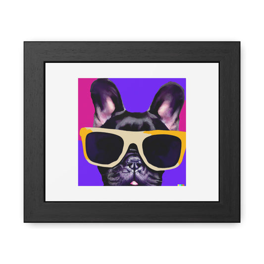 French Bulldog Wearing Sunglasses In The Style Of Andy Warhol 'Designed by AI' Wooden Framed Poster
