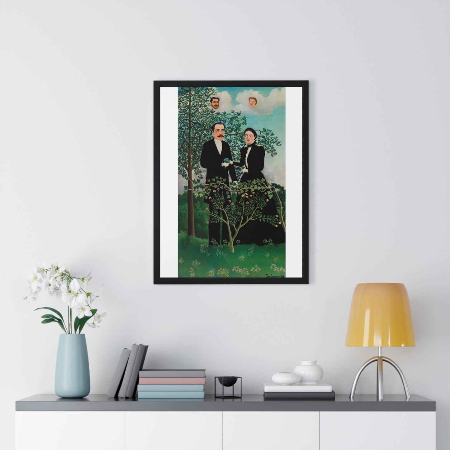 The Past and the Present, or Philosophical Thought 'Le Passé et le Présent, ou Pensée Philosophique' (1899) by Henri Rousseau, Framed Art Print