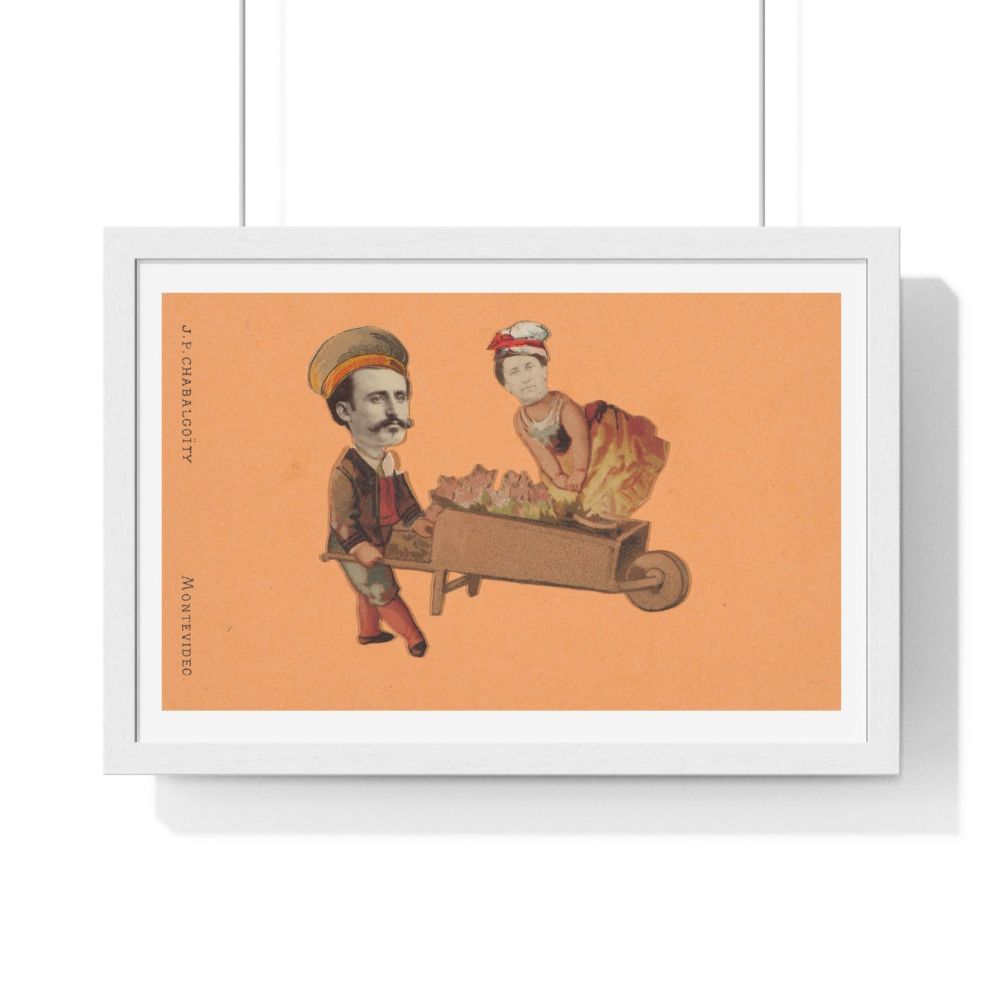 Uruguayan Photo Collage, Man Pushing Woman in Wheelbarrow (circa 1875) by Juan Pedro Chabalgoity, Framed Art Print