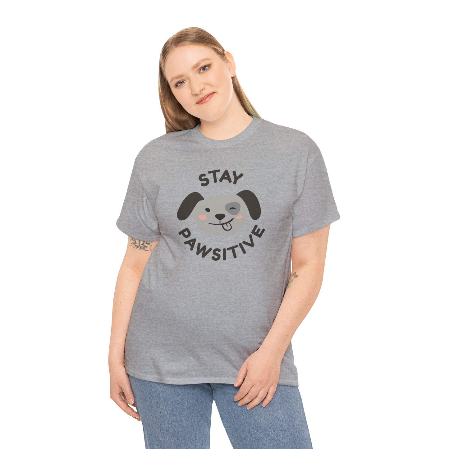 Stay Pawsitive Dog Lover's Cotton T-Shirt