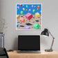 Bouncing Boxes, Cartoon Art 'Designed by AI' Canvas Art Print