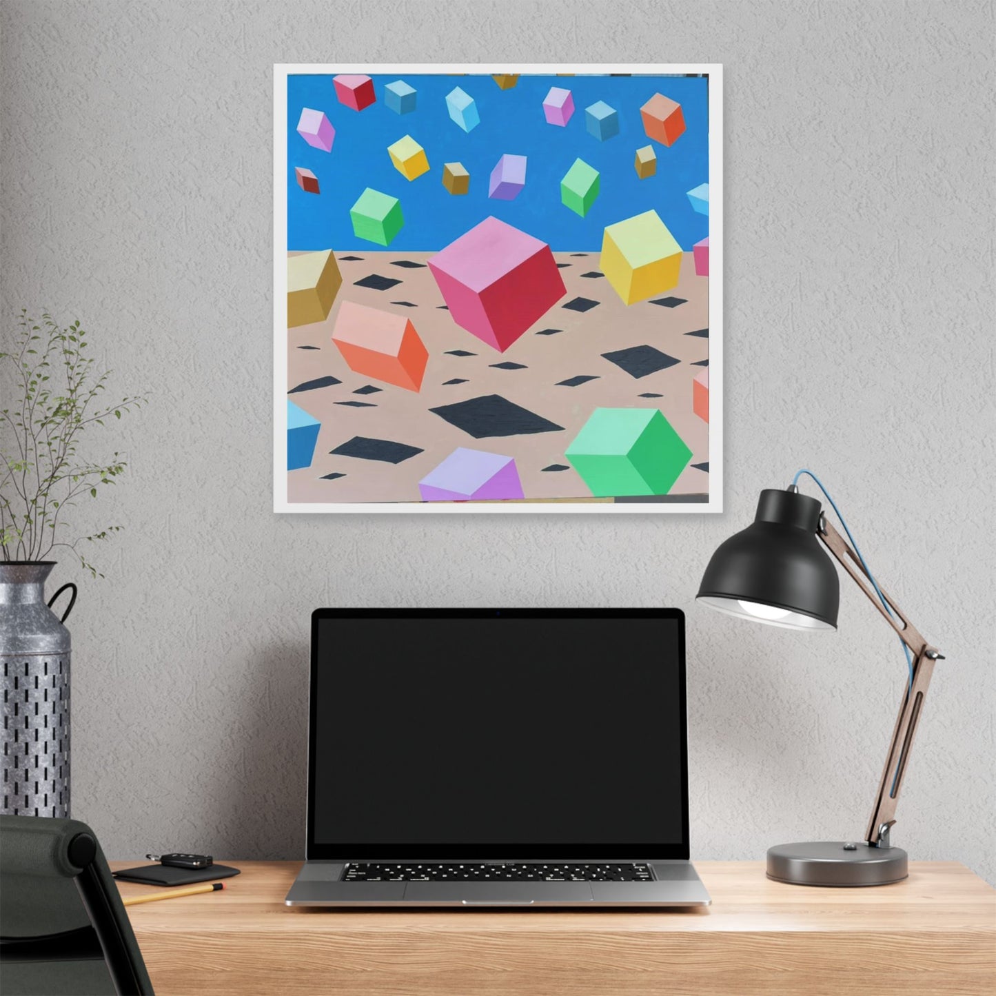 Bouncing Boxes, Cartoon Art 'Designed by AI' Canvas Art Print