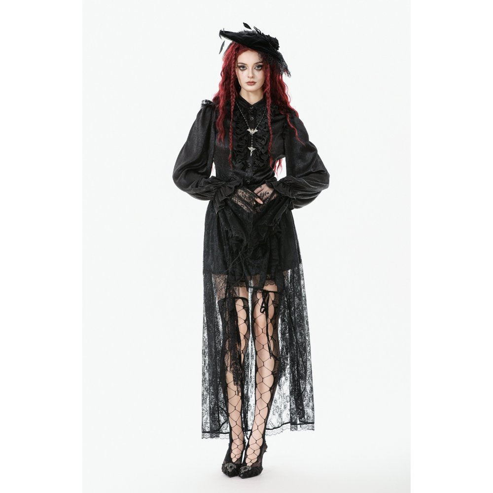 Dark in Love Sabina High-Low Sheer Lace Skirt in Black