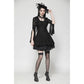 Dark in Love Luca Black Hollow Lace Gemstone-Button Adjustable Waist Dress