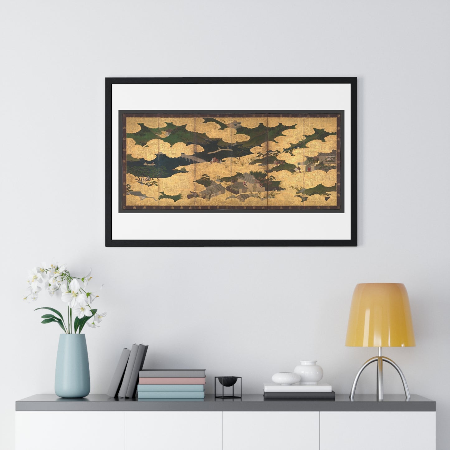 Japanese 13th Century Screen Painting, Kogō and the Imperial Procession to Ōhara, from The Tale of the Heike (Heike Monogatari) Framed Print