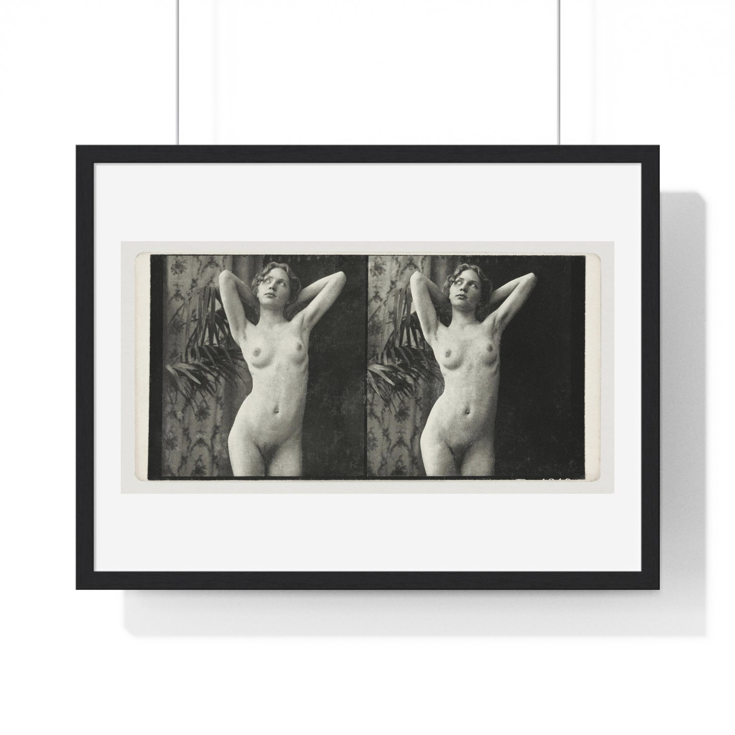 Portrait of a Naked Woman (1873–1910) Vintage Black & White Photography from the Original, Framed Art Print