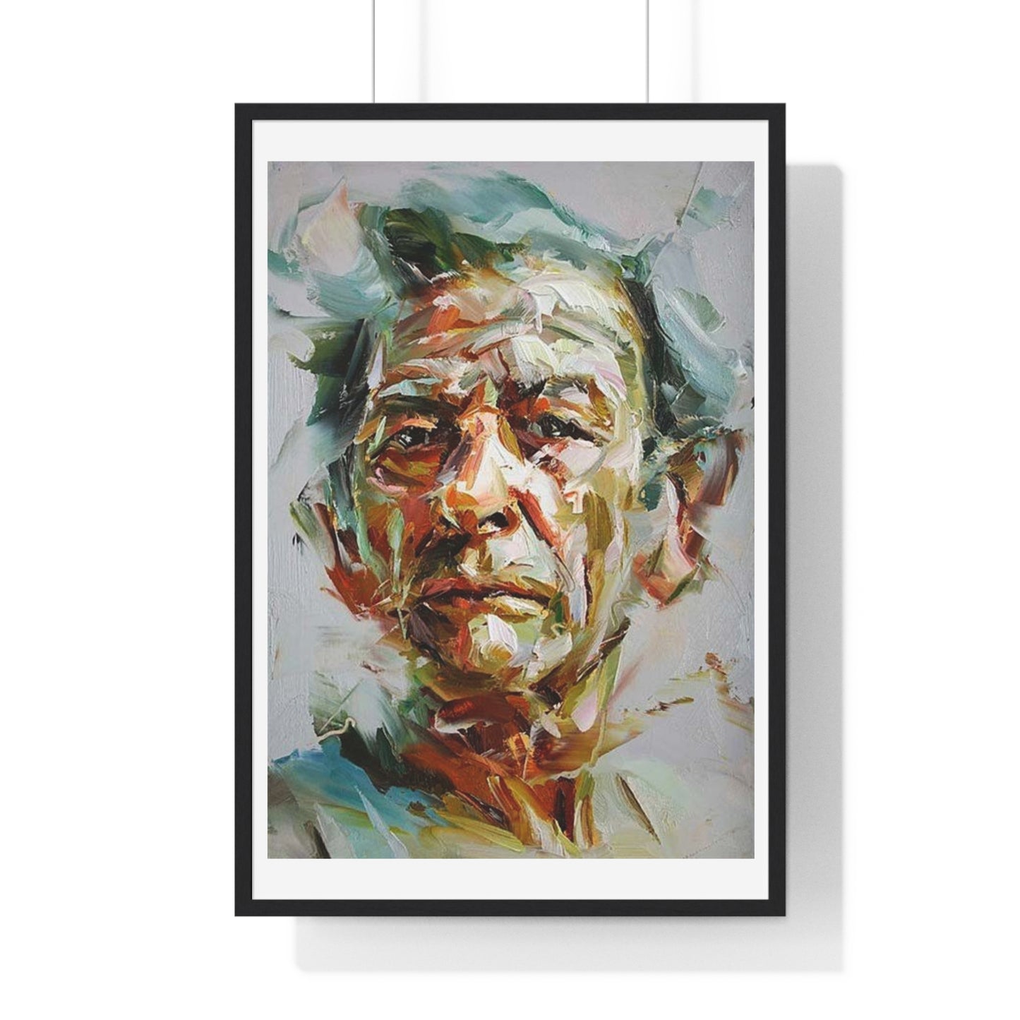 Male Portrait, Impasto Painting Style 'Designed by AI' Framed Art Print