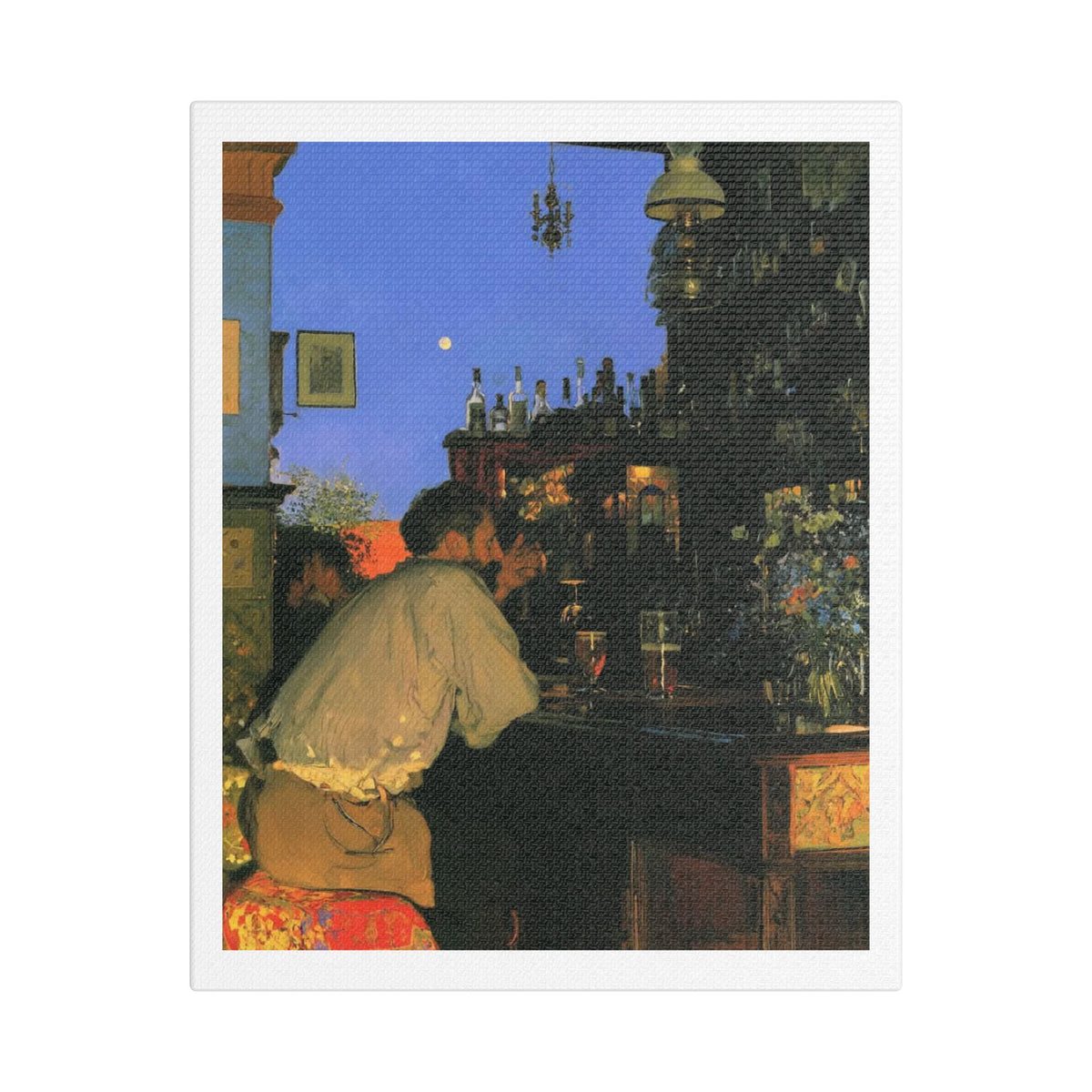 Café Art IV, Print on Satin Canvas, Stretched