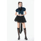 Dark in Love Gothic Academy-Striped Puff-Sleeve Blouse