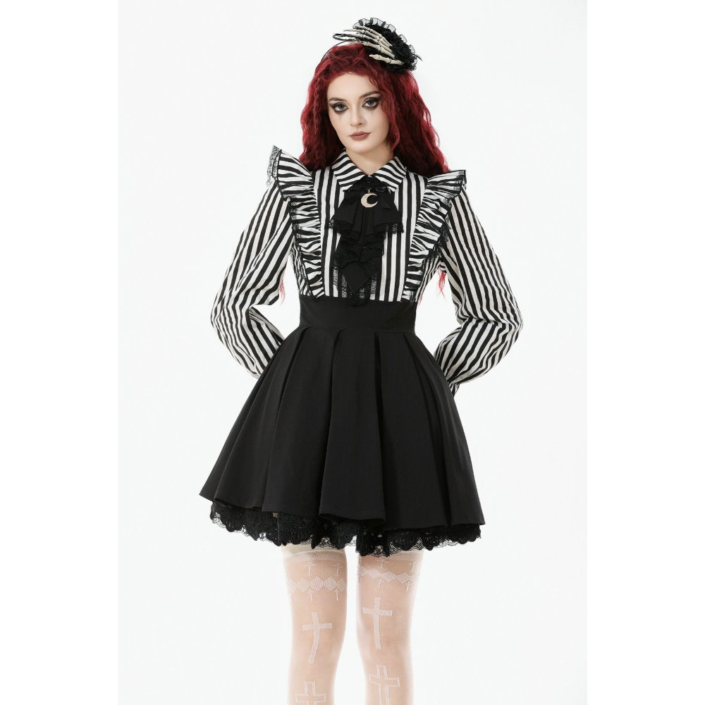 Dark in Love Striped Ruffle Victorian-Inspired Lolita Dress