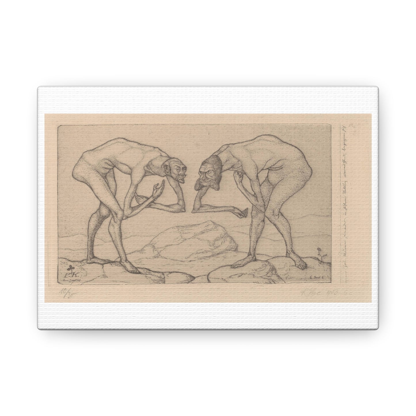 Two Men Meet, Each Believing the Other to Be of Higher Rank (1903) by Paul Klee, Canvas Art Print from the Original