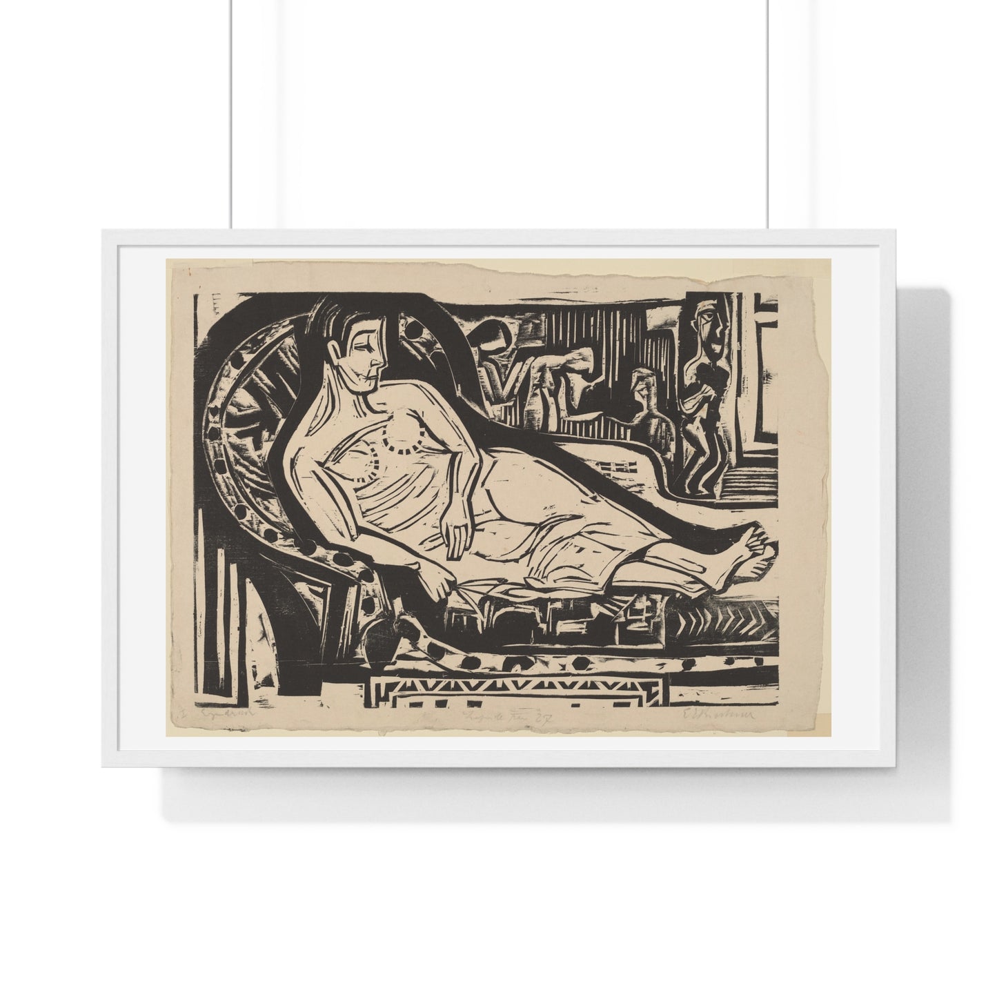 Woman Lying on a Sofa (1926) by Ernst Ludwig Kirchner, from the Original, Framed Art Print