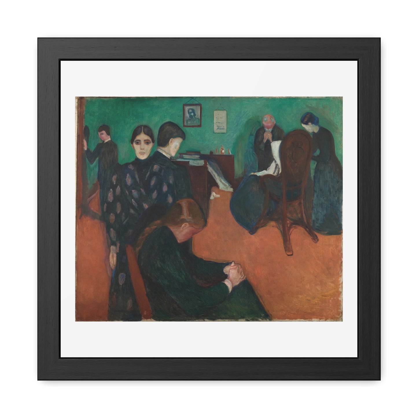 Death in the Sickroom (1893) by Edvard Munch Reproduction of the Famous Painting from the Original, Wooden Framed Print