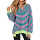 Vireous Colourful French-Stripe Loose Women's Sweatshirt, Plus Sizes