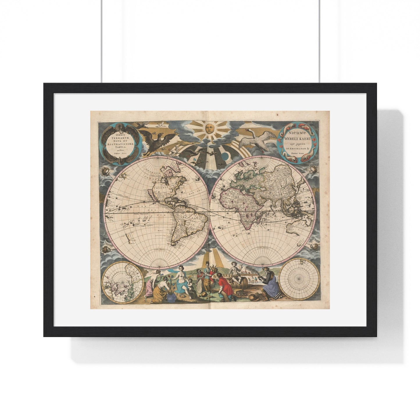 Antique Map 'Orbis Terrarum Nova et Accuratissima Tabula' (1658) from the Original, Framed Print