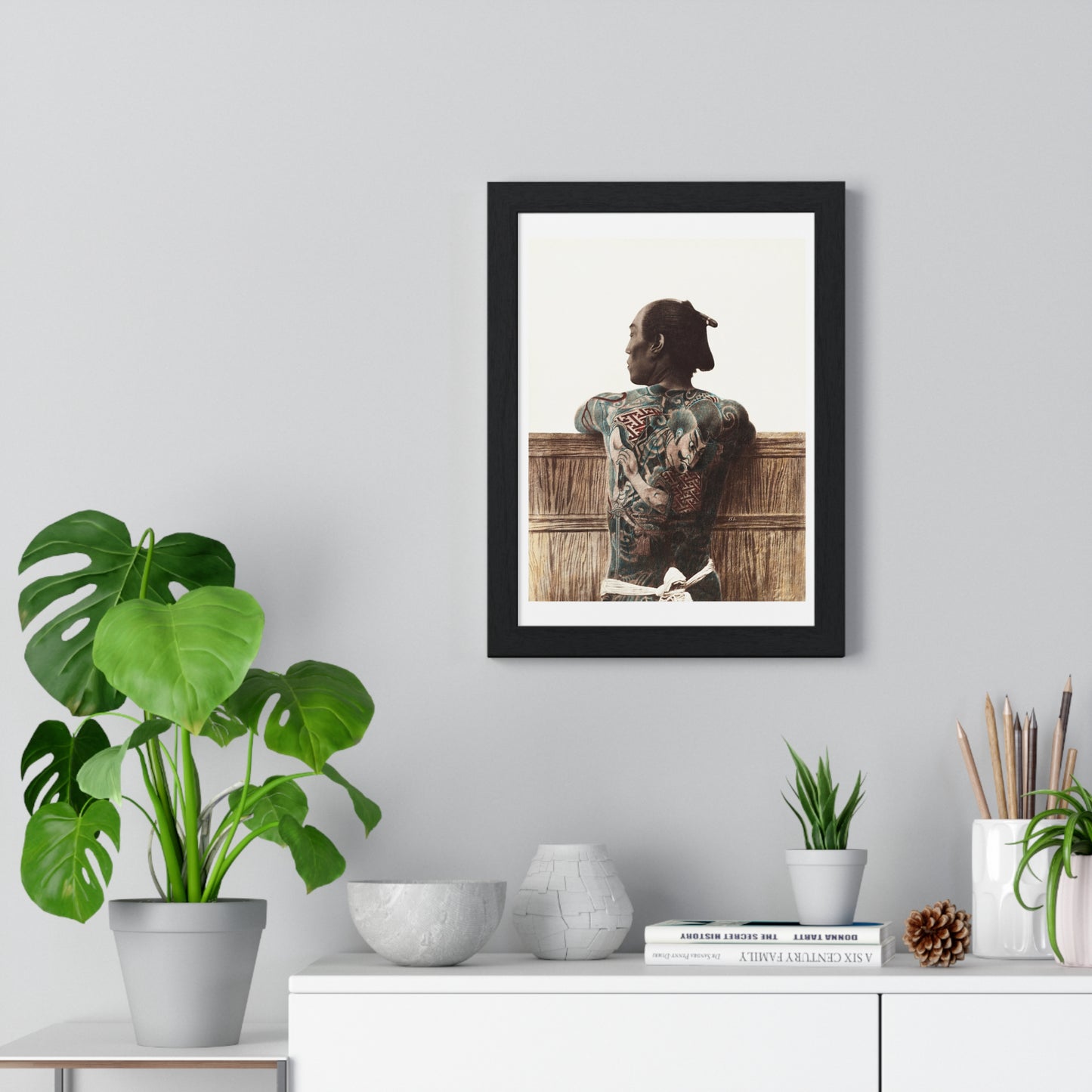 Nude Photography of Tattooed Japanese Man (1870s –1890s) by Kusakabe Kimbei, from the Original, Framed Print