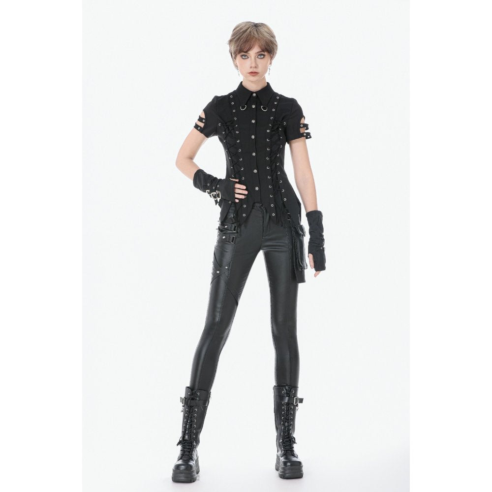 Dark in Love Ruptured Lace-Up Punk Shirt