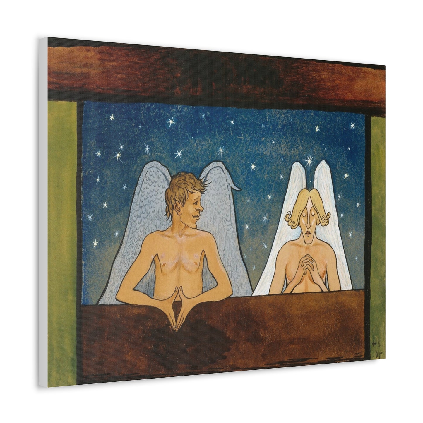 Devotion (1895) Angel Illustration by Hugo Simberg Art Print on Satin Canvas, Stretched