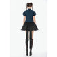 Dark in Love Gothic Academy-Striped Puff-Sleeve Blouse