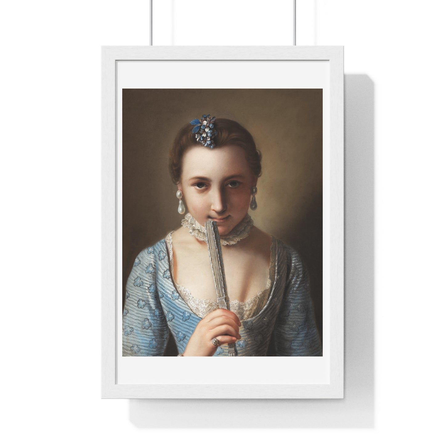 Young Woman with a Fan (1751-1756) by Pietro Antonio Rotari, from the Original, Framed Art Print