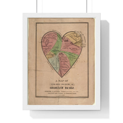 A Map of the Open Country of Woman's Heart (1833-1842) from the Original, Framed Art Print