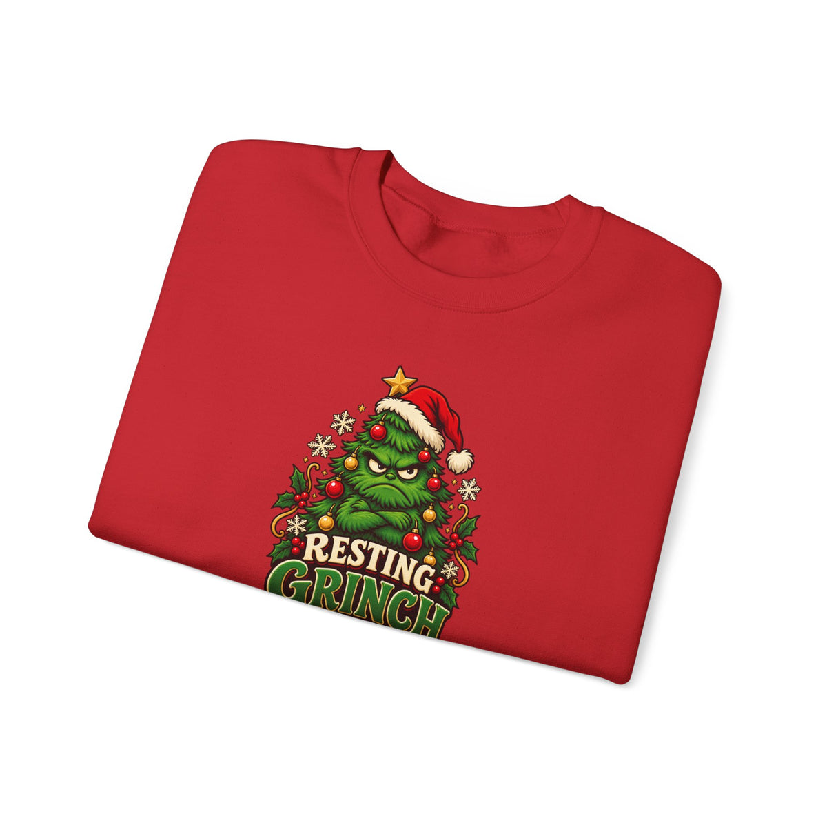 Funny Adult Christmas Jumpers: 'Resting Grinch Face' Christmas Crewneck