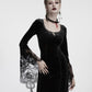 Punk Rave Isolde Velvet Lace Sleeve Dress In Black