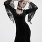 Punk Rave Isolde Velvet Lace Sleeve Dress In Black