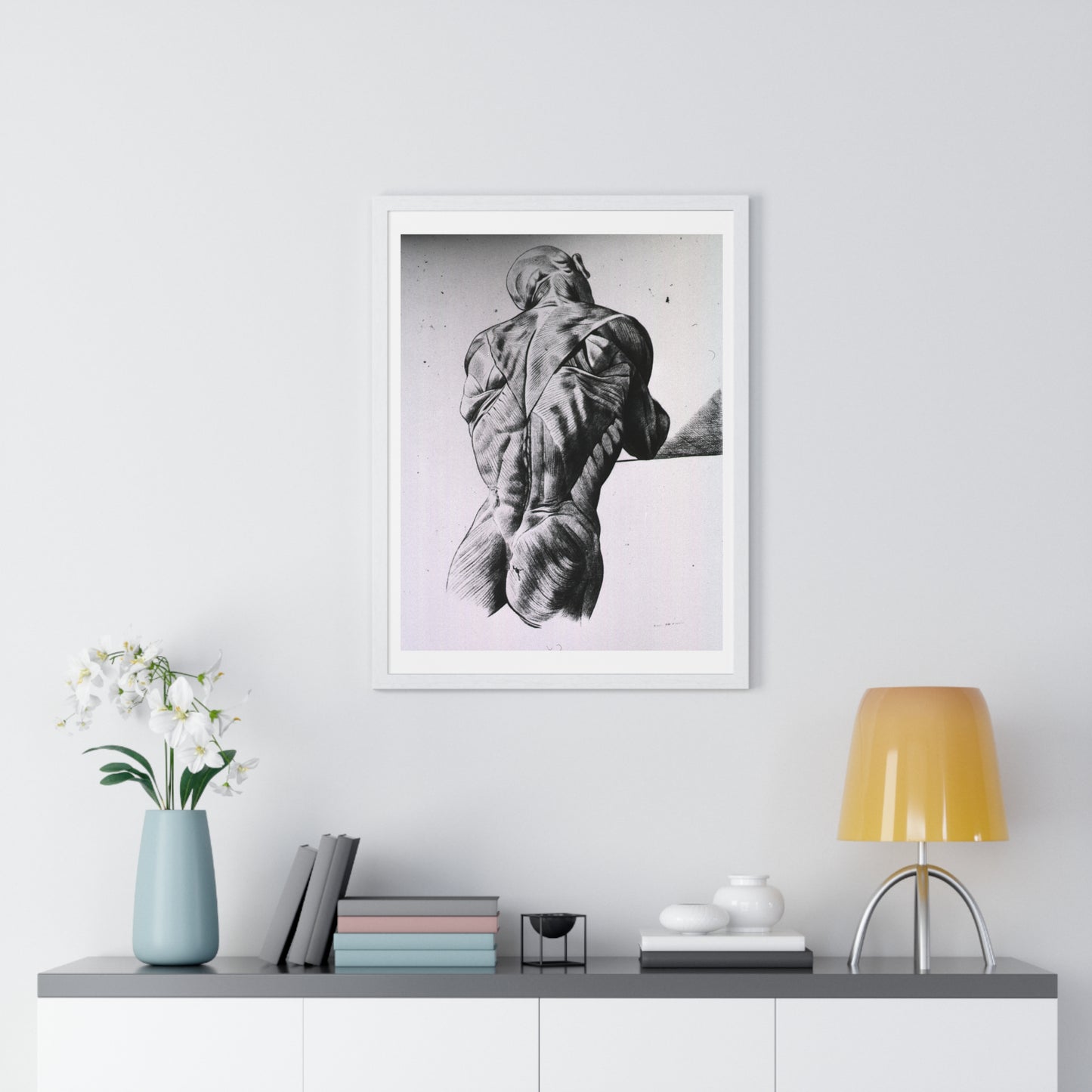 Musculature of the Human Body, Vintage Drawing, from the Original, Wooden Framed Print