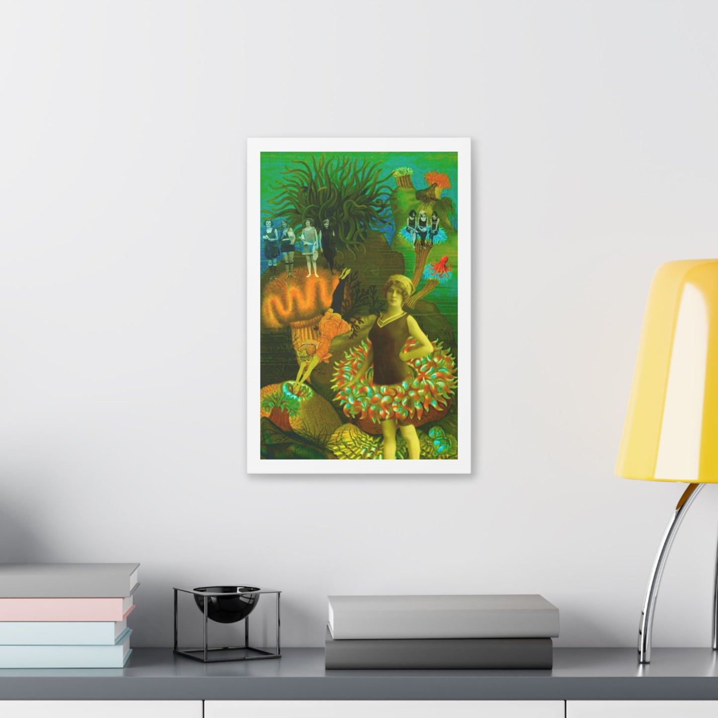 Deep Sea Divers, Surrealist Art, Digital Collage 'Designed by AI' Canvas Art Print